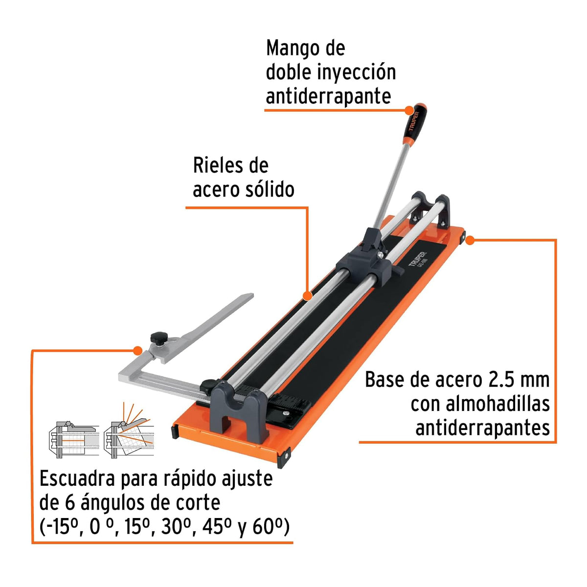 Truper CAZ-66B, Cortador de azulejo con baleros, 66 cm (26")