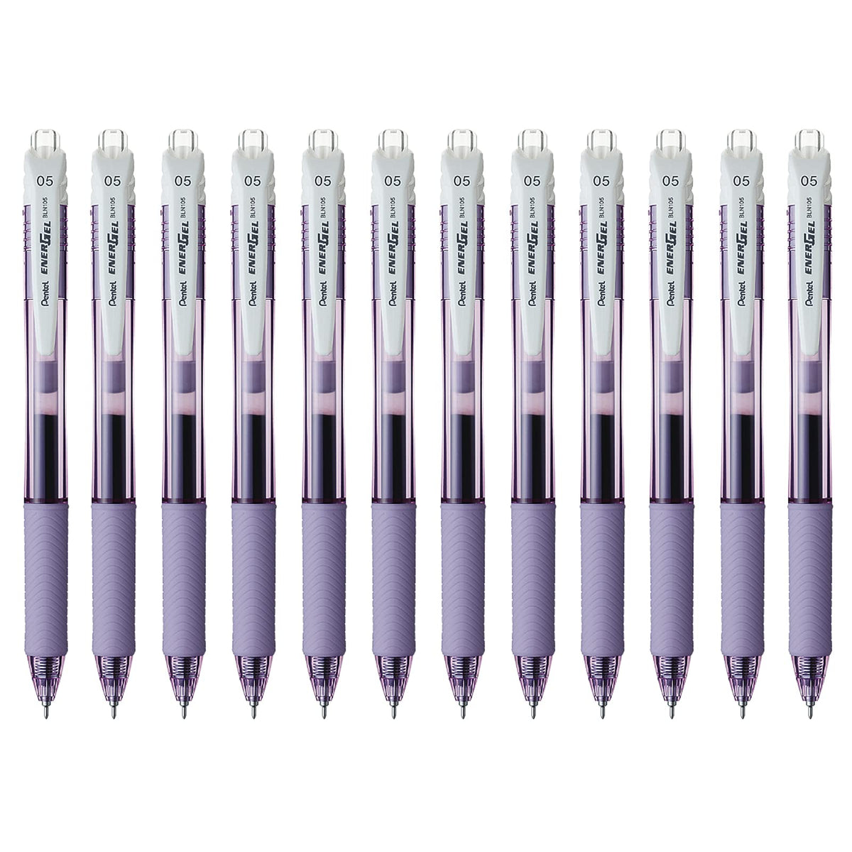 Pentel EnerGel-X Bolígrafo Retráctil Tinta Gel 0.5 mm, 12 Piezas - Violeta Pastel