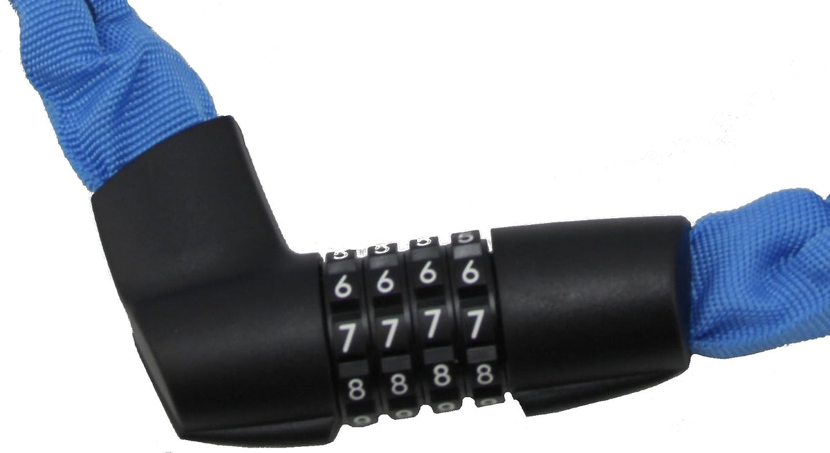 ABUS Cerradura de cadena Tresor 1385/75 Neon - cerradura de combinación de acero templado - cadena cuadrada de 6 mm de grosor - nivel de seguridad 6-75 cm - azul