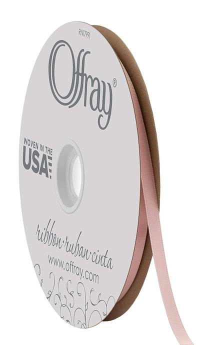 BERWICK Offray Cinta de satén de Doble Cara de 1/4 Pulgadas de Ancho, 100 Yardas, Color Rosa - Rosa Blush - 100 Yards
