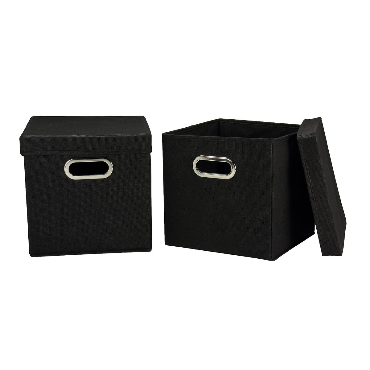 Household Essentials – Juego de Cubos con Tapas, Negro, 2 Unidades - Negro