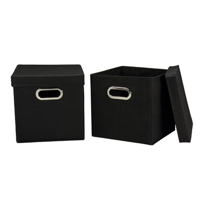 Household Essentials – Juego de Cubos con Tapas, Negro, 2 Unidades - Negro