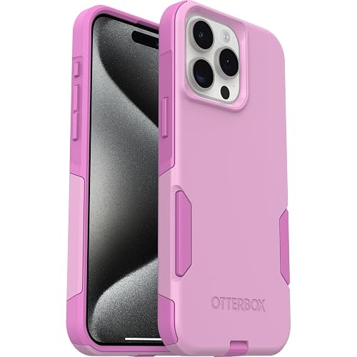 Otterbox Funda para iPhone 15 Pro MAX (Solo) Commuter Series - Run Wildflower (), Delgada Y Resistente, Apta para El Bolsillo, con Protección para Puertos Rosa