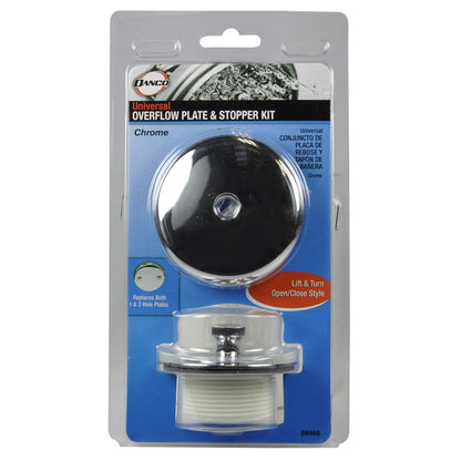 DANCO 88966 - Kit universal para desagüe de baño con placa de desbordamiento, chapado en cromo