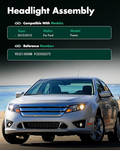 SCITOO Faro Delantero Izquierdo con Carcasa Cromada para Ford Fusion 2010-2012 FO2502273
