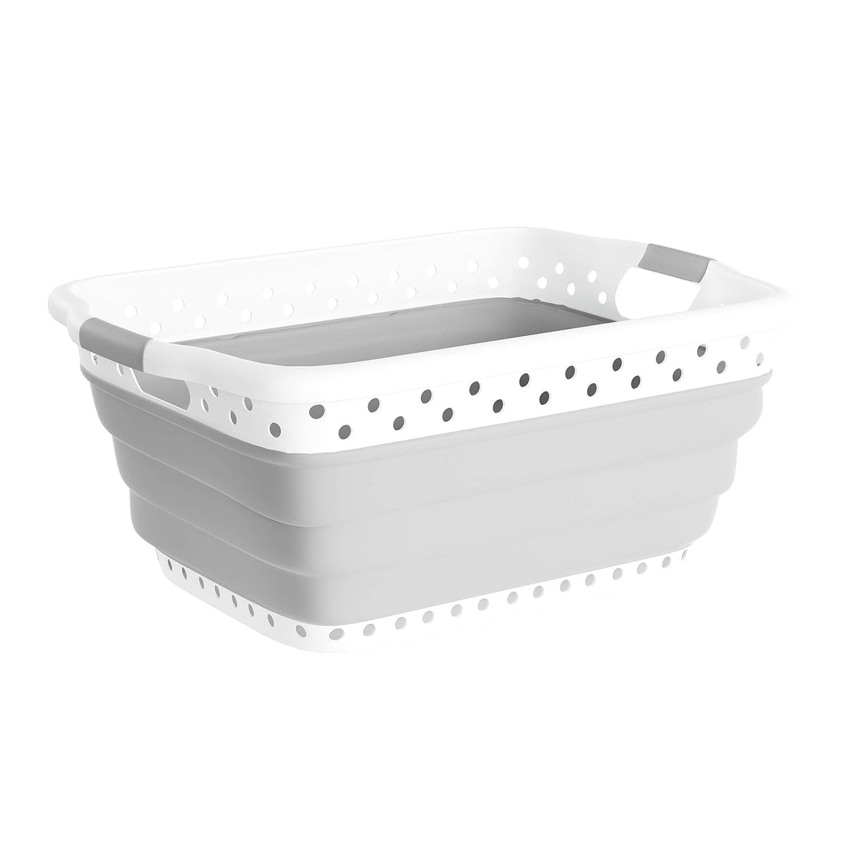 Lavish Home Collapsible Laundry Basket-Square Space Saving Pop Up Clothes, Multiuse Organizer/Storage Container with Comfort Grip Handles (Gray)