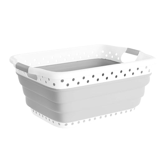 Lavish Home Collapsible Laundry Basket-Square Space Saving Pop Up Clothes, Multiuse Organizer/Storage Container with Comfort Grip Handles (Gray)