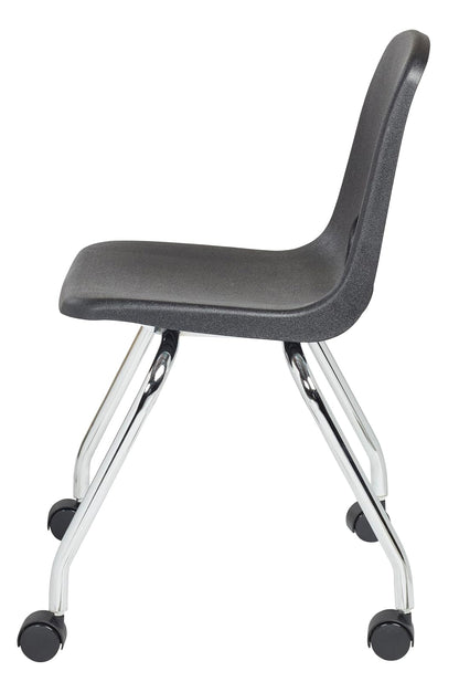 Factory Direct Partners - 10372-BK -10372 - Silla escolar móvil de 18 pulgadas con ruedas para niños, adolescentes y adultos; asiento ergonómico para aprendizaje en casa, aula u oficina, color negro (paquete de 2)