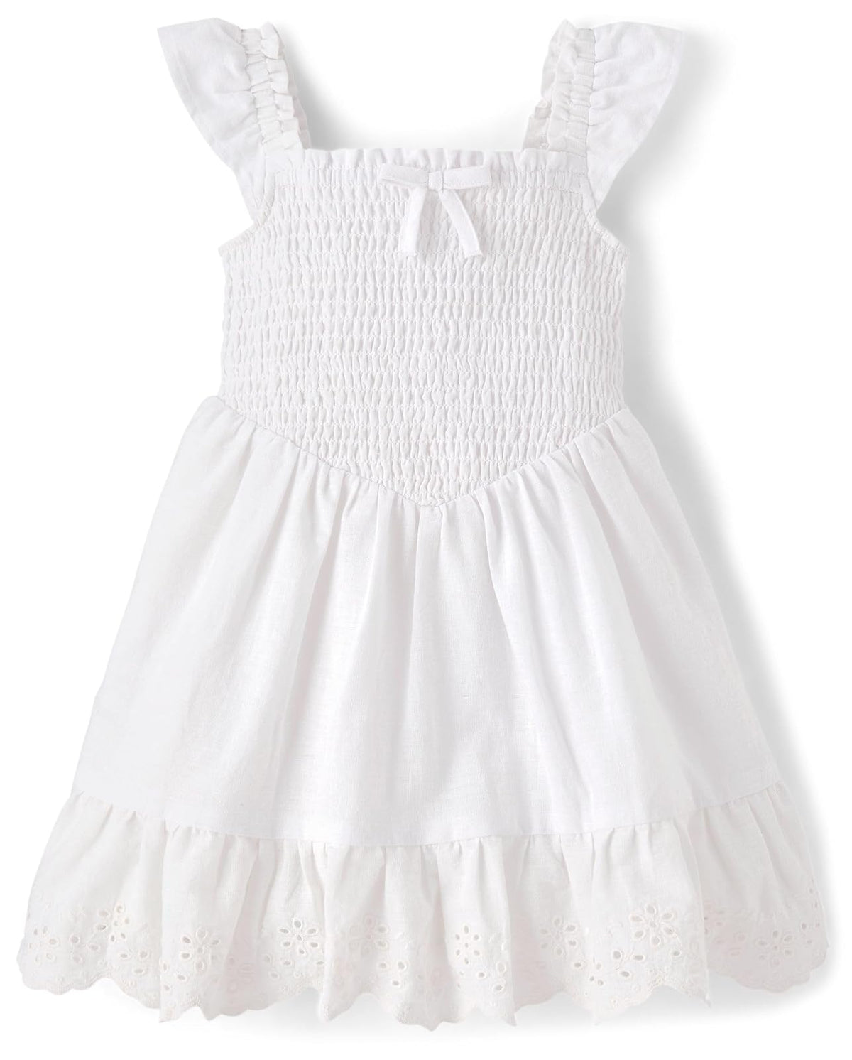Gymboree Vestido de Suéter Manga Corta para Niña - Blanco fruncido - 8
