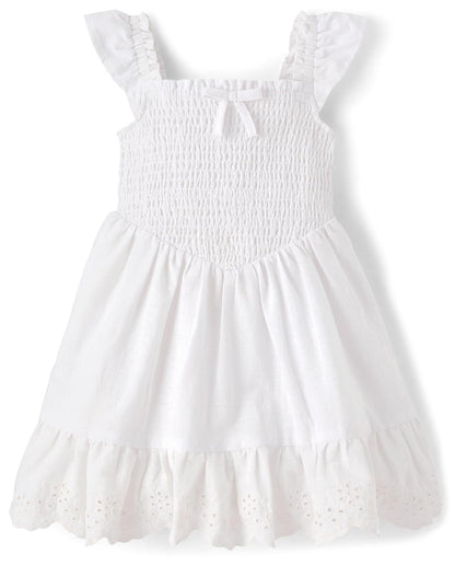 Gymboree Vestido de Suéter Manga Corta para Niña - Blanco fruncido - 8