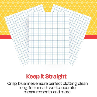 School Smart Gráficos de papel – 20,3 x 27,4 cm, 1/4 regla, dos caras, 500 unidades, color blanco
