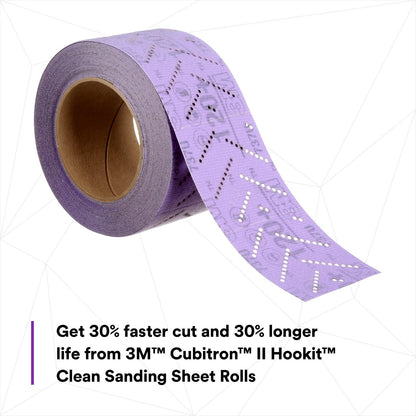 3M Rollo Hookit™ Cubitron II Clean Sanding 120+ 34444 | 1 rollo, multiorificio, para eliminación de revestimiento, reparación de cuerpo, lijado automático