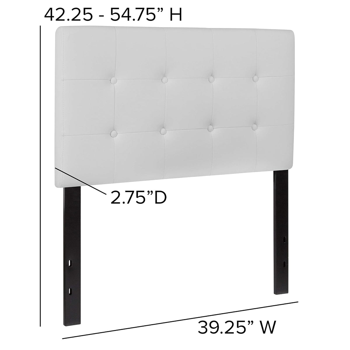 Flash Furniture Lennox - Cabecero tapizado de tamaño Individual en Vinilo Blanco