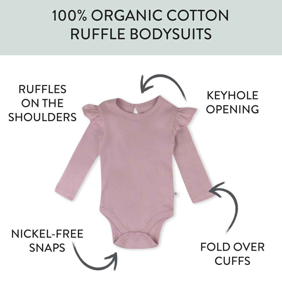HonestBaby - Body de manga larga de algodón orgánico para bebés y niñas