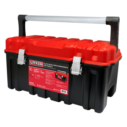 Urrea Caja Portaherramientas Plástica con Charola - Con charola - 21" x 11" x 10" - Tapa roja