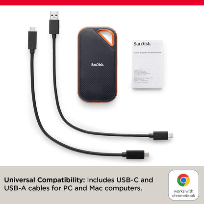 SanDisk SSD portátil Extreme PRO de 1 TB - Hasta 2000 MB/s - USB-C, USB 3.2 Gen 2x2 - Unidad externa de estado sólido - SDSSDE81-1T00-G25, negro