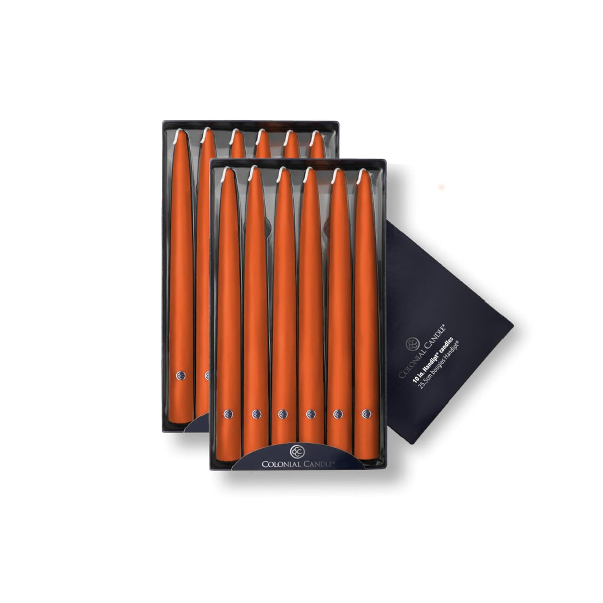 Colonial Candle Velas Cónicas sin Perfume Handipt, Marfil, Paquete de 12 - naranja - 25.4 cm - Handipt
