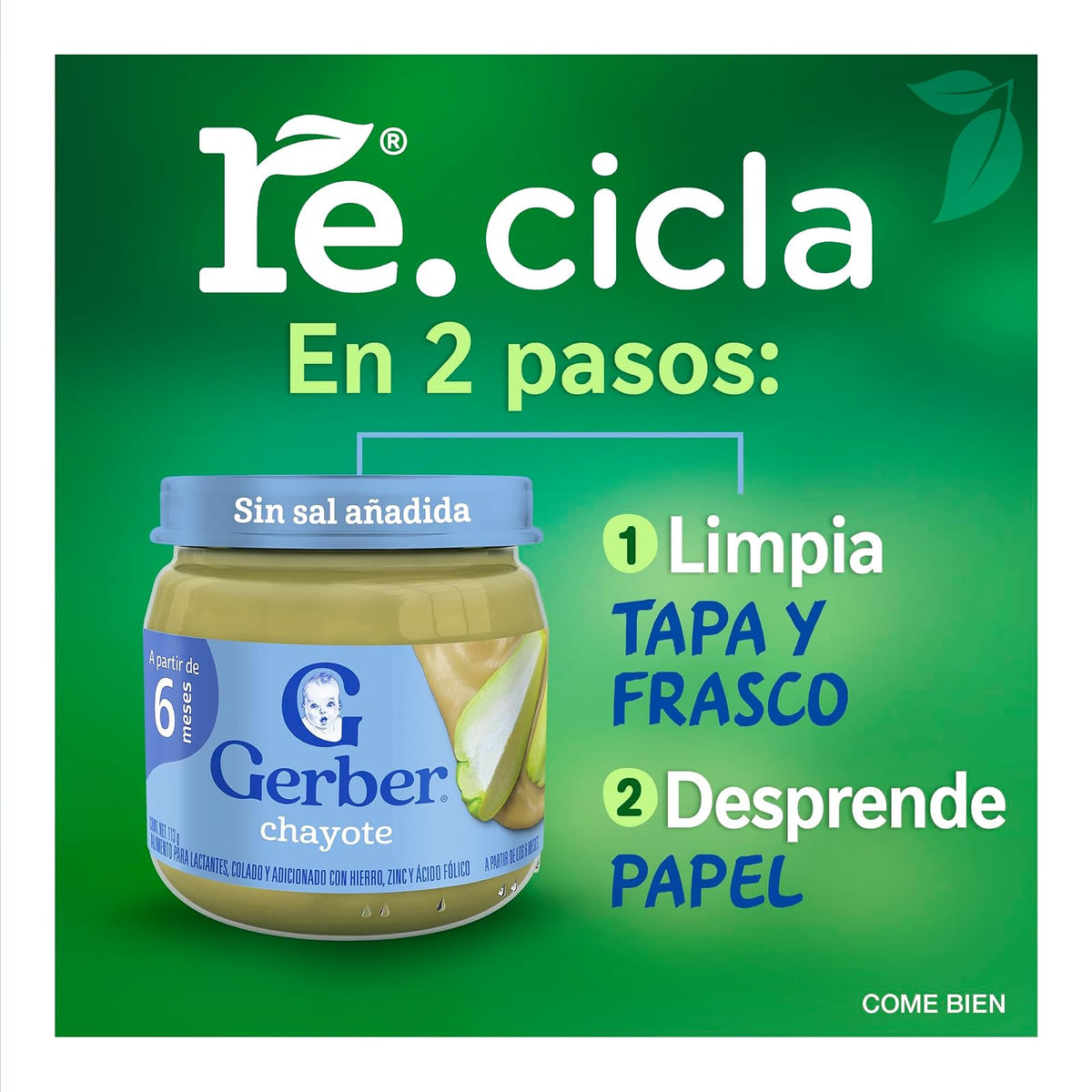 Gerber Papilla Etapa 2 Chayote, Paquete de 12 Frascos de 113 g c/u