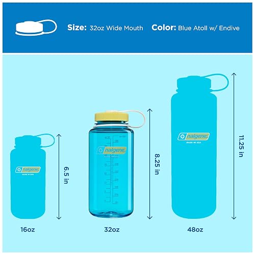 Nalgene - Botella de agua Tritan a prueba de fugas, sin BPA, boca ancha de 32 onzas, fabricada en los Estados Unidos para uso al aire última intervensión e hidratación diaria, emoción y movimiento