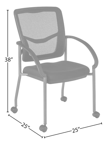 Office Star Progrid - Silla apilable de Lujo para visitantes con Respaldo Transpirable y Asiento de Apoyo Lumbar Acolchado, con Ruedas rodantes, carbón FreeFlex