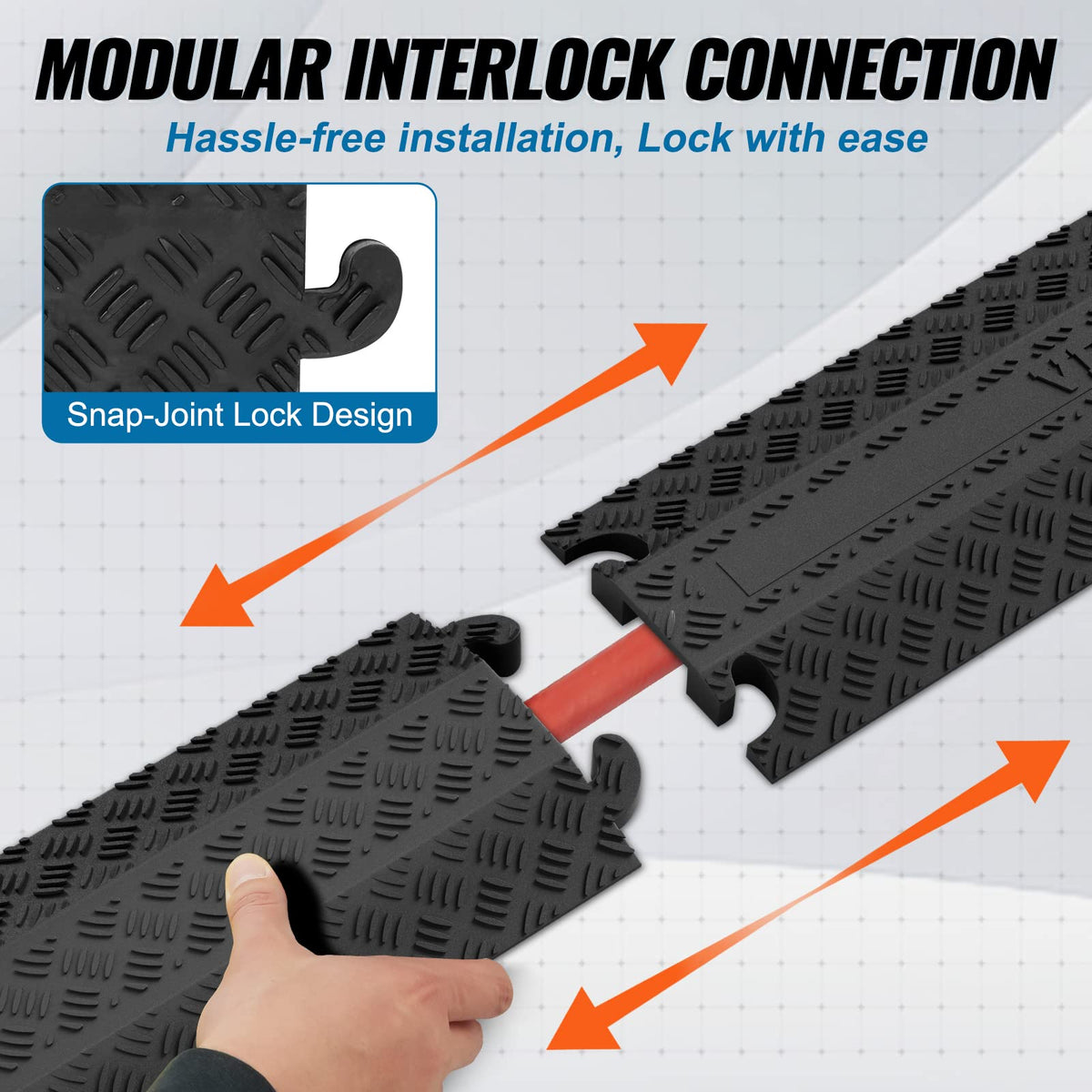 VEVOR Pasacables Suelo Rampa De Cable 2 Piezas 39 en Speed Bumps 2000 lbs Cable Protector Rampa Drop Over Cable Cover
