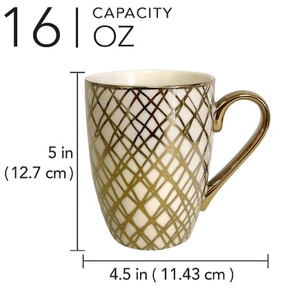 Certified International 26540SET6 Matrix 16 oz tazas chapadas en oro, juego de 6, 5 pulgadas x 3.2 pulgadas x 4.5 pulgadas, multicolor