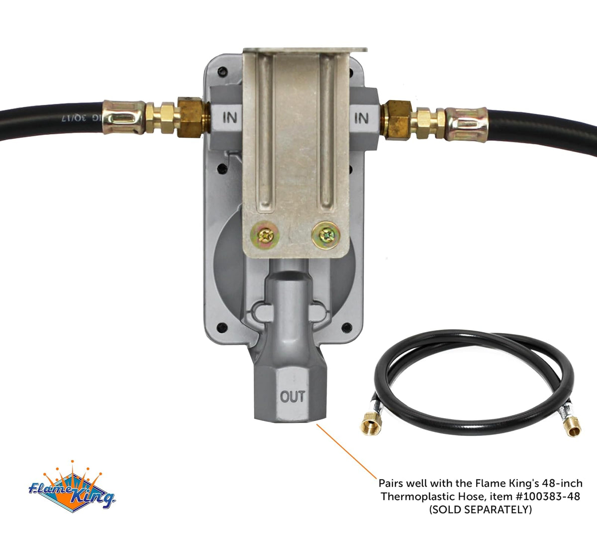Flame King (KT12ACR-2a) Regulador de gas propano LP de cambio automático de 2 etapas con dos coletas de 12 pulgadas para caravanas, furgonetas, remolques