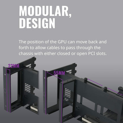 Cooler Master Master Accessory - Kit de soporte vertical para tarjetas gráficas versión 2 con cable elevador premium PCI-E 3.0 x 16-165 mm, compatible con todos los chasis ATX estándar (MCA-U000R-KFVK01)