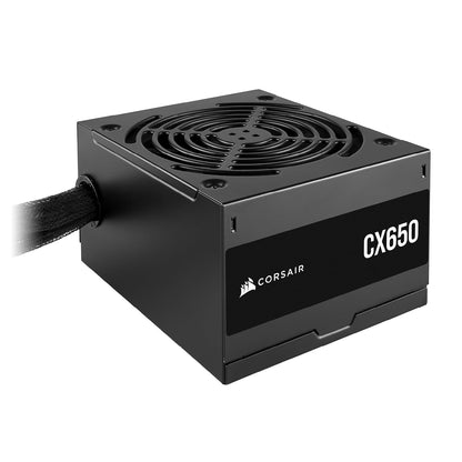 Corsair CX650 ATX 650W Fuente de Alimentación - Eficiencia 80 Plus Bronze - Bajo Ruido - Cables con Funda - No Modular - NA - Negro