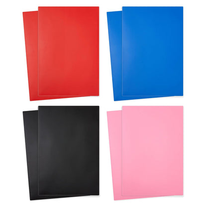 Hallmark - Cajas de regalo medianas de 14 pulgadas con tapas (8 cajas, 2 de cada uno de 4 diseños: rojo, rosa, azul, negro) para cumpleaños, baby shower, día de San Valentín, día de la madre, día del padre