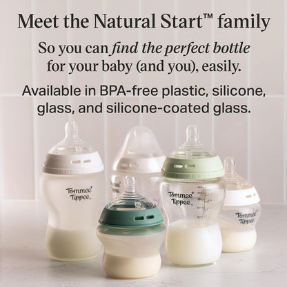 Tommee Tippee Set de Biberones Natural Start, Tetina Tipo Pecho, 0m+ | 12 Piezas, 2x150ml, 3x260ml, 1x340ml, Tetinas Flujo Lento, Medio y Espeso, Cepillo de Limpieza, Mamila Libre de BPA