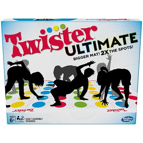 Hasbro Gaming Twister Ultimate: Alfombra más Grande, más Manchas de Colores, Familia, Juego de Fiesta Infantil a Partir de 6 años; Compatible con Alexa (Exclusivo de )