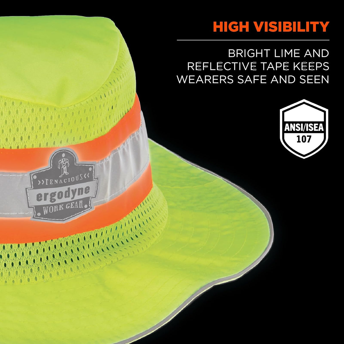 Ergodyne Chill-Its 8935CT gorra de clase evaporativa de alta visibilidad con toalla de refrigeración, pequeña/mediana