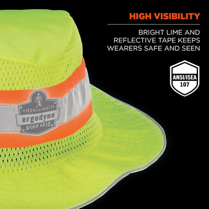 Ergodyne Chill-Its 8935CT gorra de clase evaporativa de alta visibilidad con toalla de refrigeración, pequeña/mediana