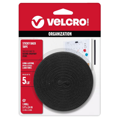 VELCRO Tiras Adhesivas para Fijar y Organizar - Negro - 1.5 m x 1.9 cm - Rollo - Rollo