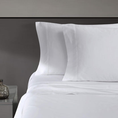 Vera Wang Juego de Sábanas Queen de Satín 800 Hilos Gris Acero - King - blanco