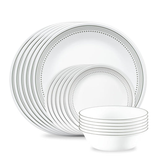 Corelle - Vajilla, Místico, Gris místico, 18 piezas