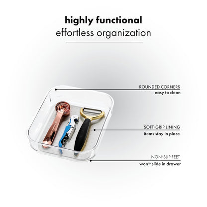 Madesmart 96666 - Organizador de papelera con agarre suave transparente, 24,77 x 19,69 x 4,76 cm, color gris