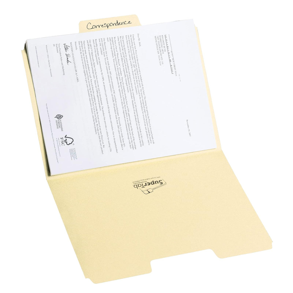 Smead SuperTab carpeta de archivos – 1/3-cut, tamaño carta, Manila, Manila, 100 per Box
