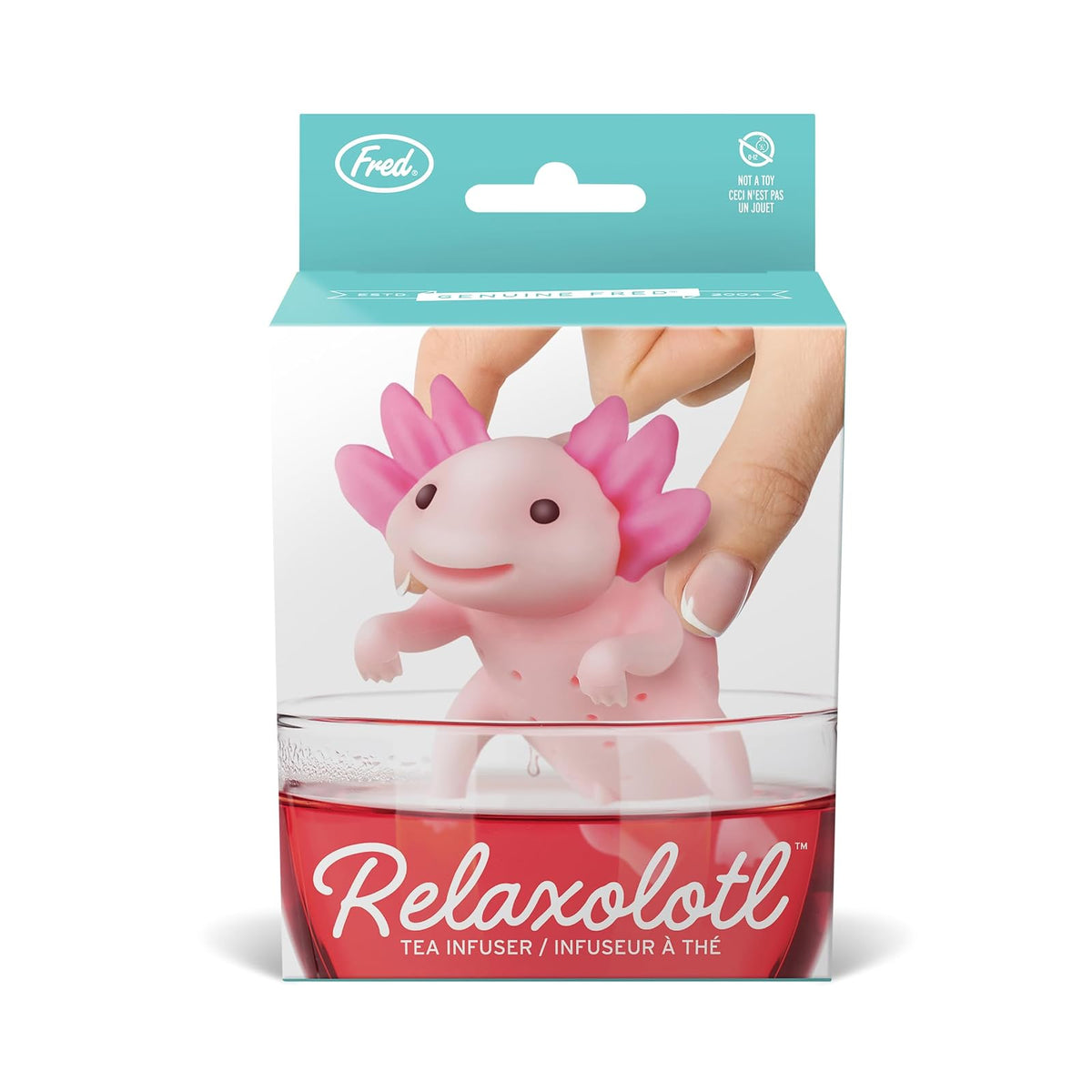 Fred RELAXOLOTL - Infusor de té auténtico, bonito diseño de axolotl, para té de hojas sueltas, silicona flexible, fácil de limpiar, regalo divertido para los amantes del té, dispositivo de cocina