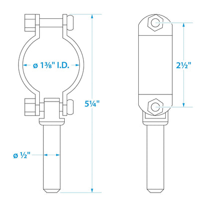 SEACHOICE 70521 Zinc-Plated Steel Clamp-On Oar Locks, Set of 2