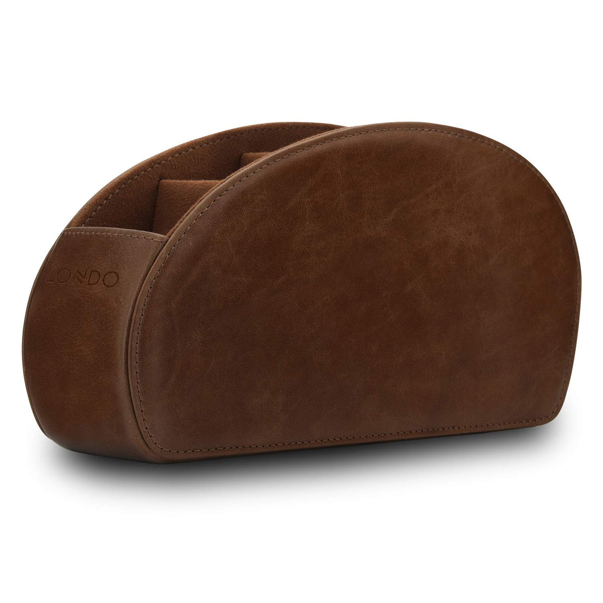 Londo Porta Telecomandi con 5 scomparti - Per contenere telecomandi di TV, stereo, decoder, DVD, Blu-Ray - in Vera Pelle con fodera interna in suede. Adatto per salotto o camera da letto