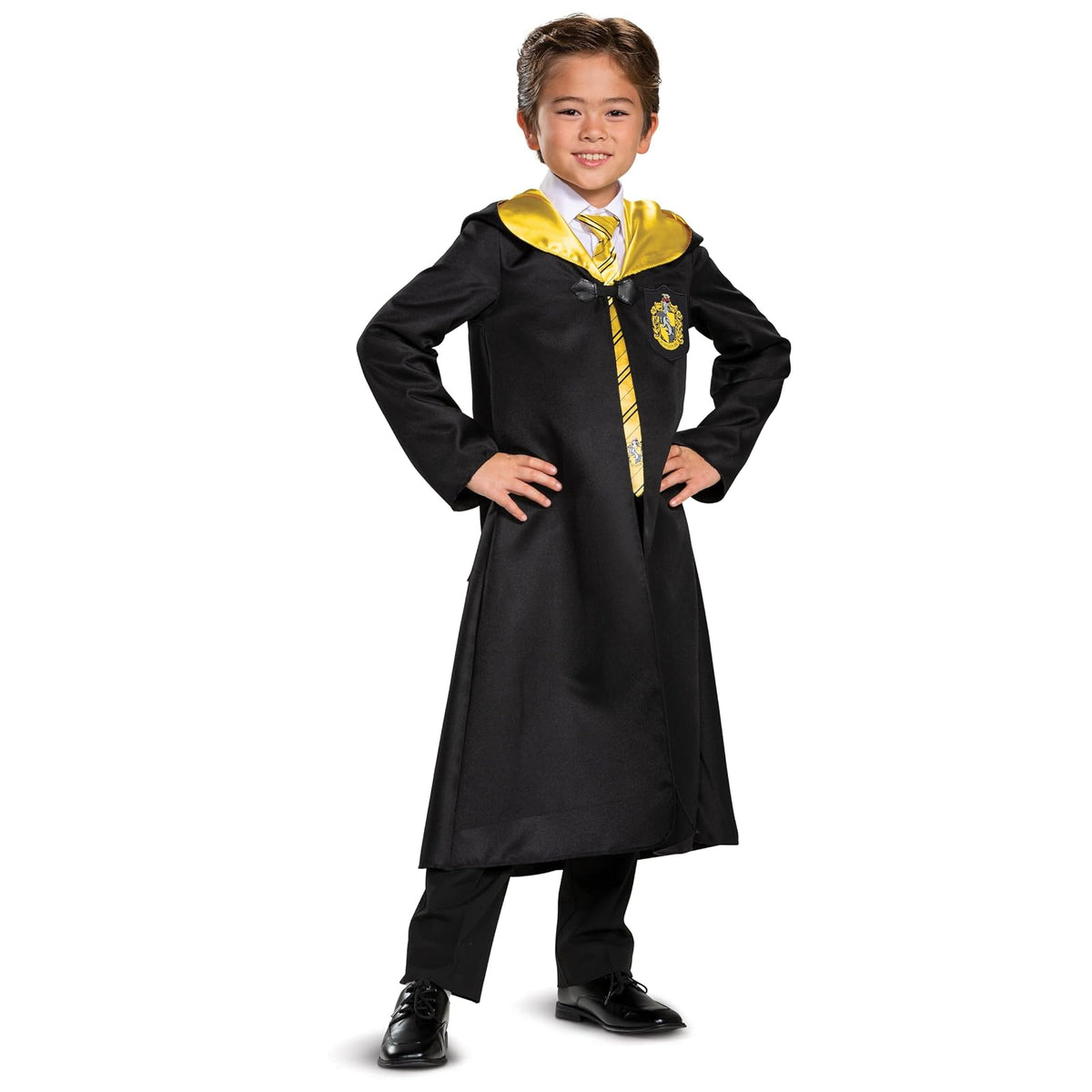 Disguise Bata clásica, Disfraz, Accesorio de Hufflepuff de Harry Potter para niños, Color Negro y Amarillo, Talla grande (10-12) - Grande (10-12) - Hufflepuff