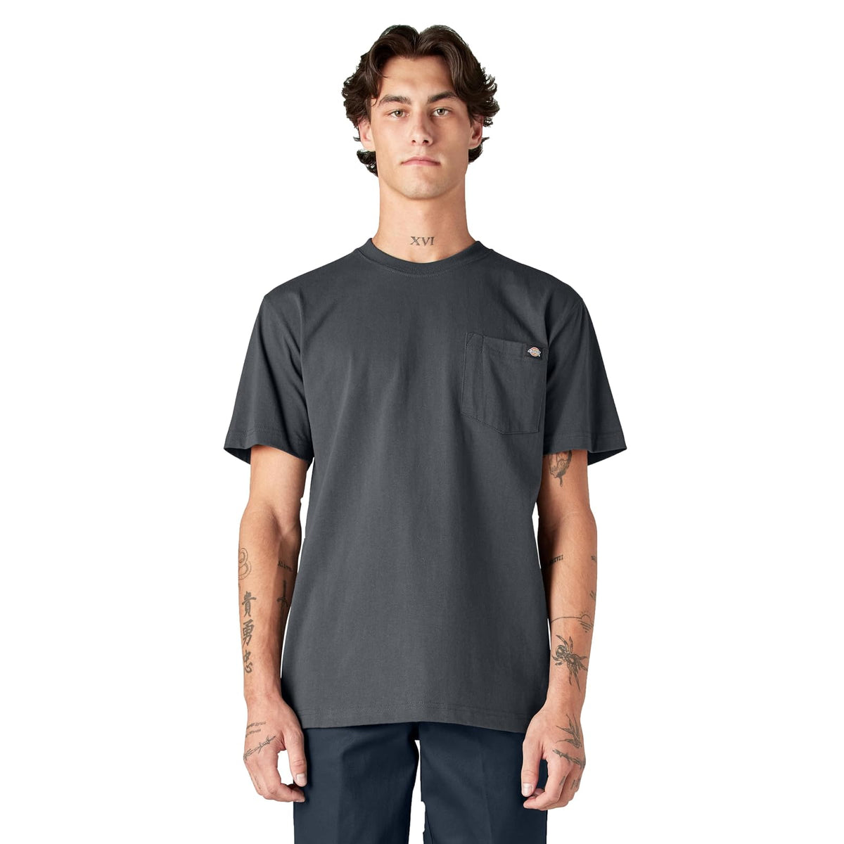 Dickies Playera de Manga Corta Cuello Redondo Heavyweight para Hombre - CH - Carbón vegetal