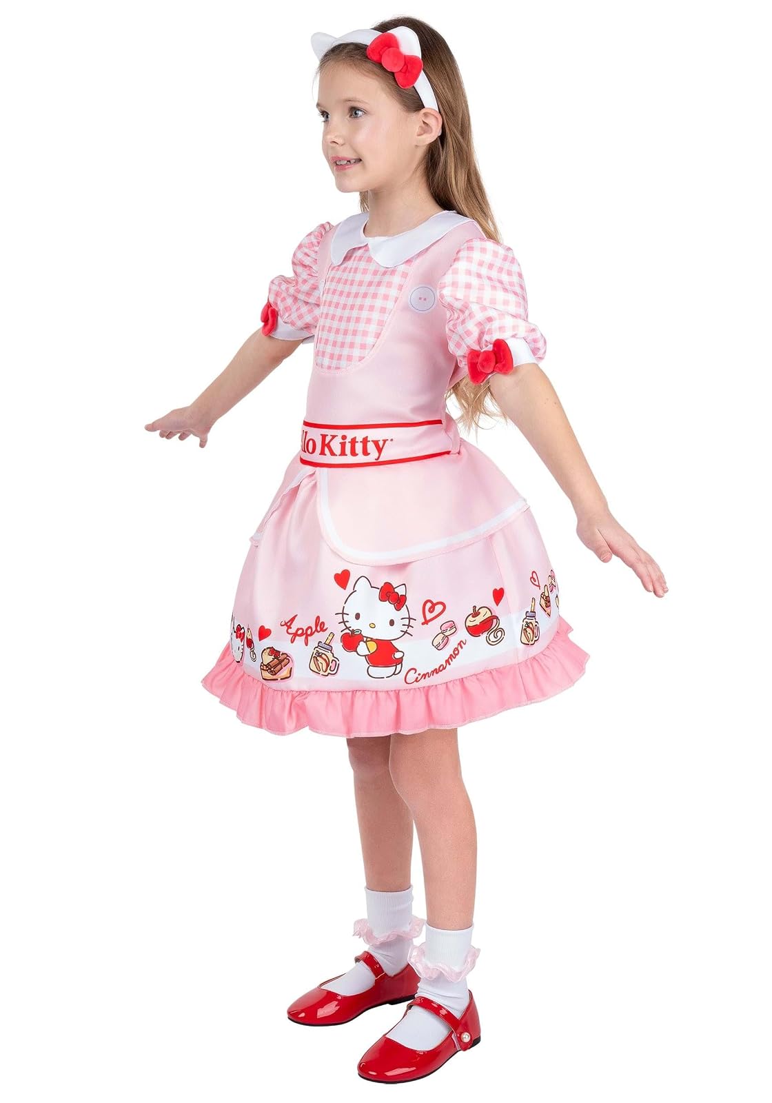 Jazwares - Disfraz oficial de Hello Kitty de Halloween para jóvenes, vestido impreso de alta calidad con diadema (S)