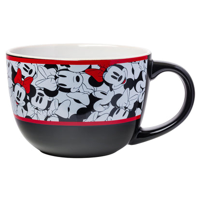Silver Buffalo Disney's Minnie Mouse Rocks The Dots All Over Faces - Taza de cerámica (24 onzas, 24), color blanco y rojo