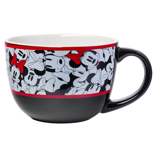 Silver Buffalo Disney's Minnie Mouse Rocks The Dots All Over Faces - Taza de cerámica (24 onzas, 24), color blanco y rojo