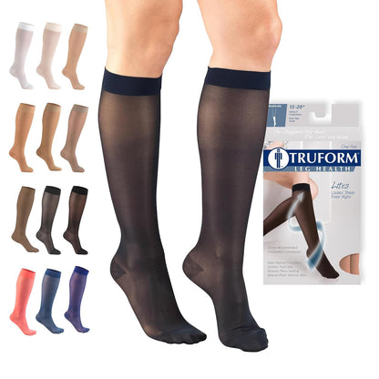 Truform Medias de Compresión 15-20 mmHg, Largo Hasta la Rodilla - X-Large - Azul marino