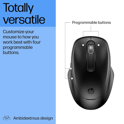 HP Mouse inalámbrico Recargable ultrarrápido 510, Rueda de Desplazamiento 2D, sin batería, 3 Minutos de Carga, diseño ambidiestro (9C2F6AA)