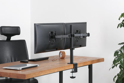 Manhattan - Soporte para Monitor, Adaptable a Pantalla de 13" a 32", hasta 8 kg de Carga, Montaje para 2 Pantallas en Escritorio, para Monitor de Pantalla Plana, Movimiento articulado, Ajuste Altura